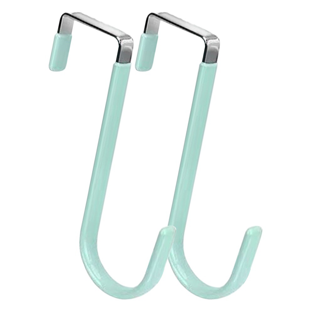 Cross-Border No-Drill Double Hooks for Doors, Rubber-Coated Bathroom Glass Door Hooks, Clothes and Hat Storage Door Hooks