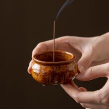 窑变铁花釉陶瓷线香插小号香薰炉家用香炉茶桌焚香摆件中式香道具