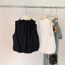 韩系简约花苞背心女2025春夏新款温柔百搭质感无袖套头上衣