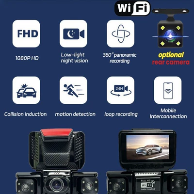 Driving recorder four-channel dashcam with enhanced