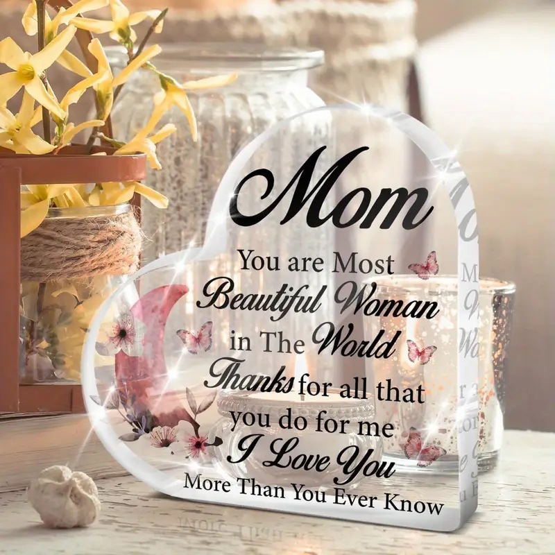 跨境新品热卖情人节母亲节爱心透明亚克力家居办公桌面装饰品摆件