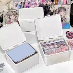 纯白翻盖收纳盒咕卡小马宝莉小卡卡膜收纳整理盒子多功能防尘盒