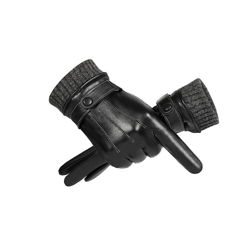 Guanti invernali in vera pelle di alta qualità per uomo - Foderati in pile, antivento, antiscivolo, compatibili con touchscreen per guida e motociclismo_voghion.com