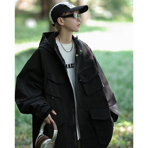 Men's Spring and Autumn Fashion Brand American Workwear Style Jacket with Design Sense, Unique Trendy Outerwear