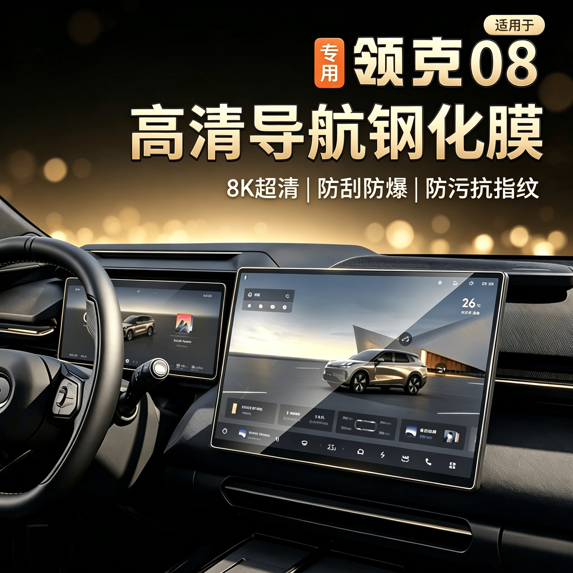 Suitable for Lynk & Co 08 screen tempered film, instrument panel and central control navigation protection film, interior film accessories, modification