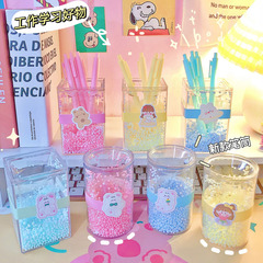 創意彩色泡沫筆筒亞克力塑料收納筒diy可愛擺件卡通文具收納盒