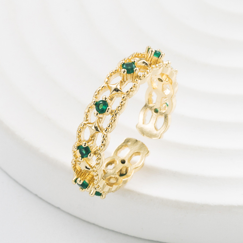 Fashion Geometric Copper Rings Zircon Copper Rings