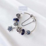 Pandora, синие бусины, браслет из бисера, женский браслет, серебро 925 пробы