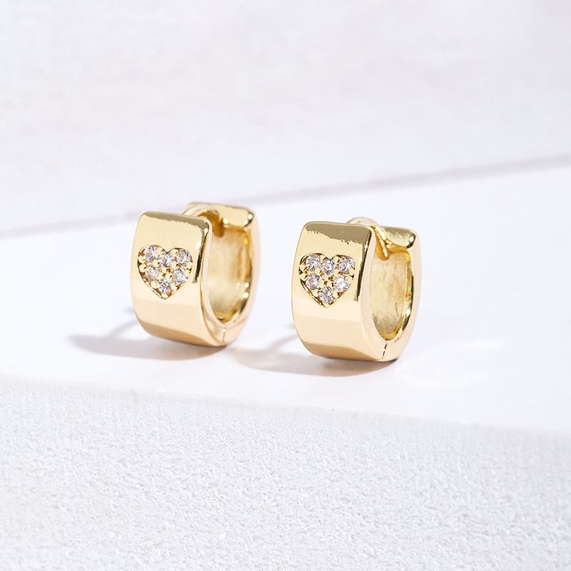13g Weight Copper Ear Needle Material Zircon Inlay Material Earrings Classification 1 Pair Quantity Daily Occasion Copper Material Heart Shape Pattern Women's Gender Polished Finish Plating Design Lady Style 1 Pair Lady Heart Shape Plating Copper Zircon Earrings 6