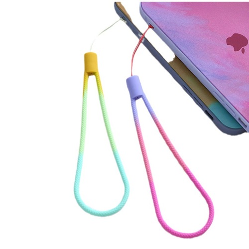 Watercolor woven pattern mobile phone lanyard, liquid silicone wrist strap, small fan disinfection bottle, USB flash drive portable short lanyard 