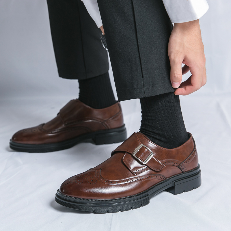 zapatos de cuero casuales para hombres británicos puntuales vestidos de negocios novios casados clubes nocturnos peluqueros coreanos zapatos de hombre de altura
