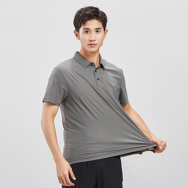 New Ice Silk Quick-drying Short-sleeved Summer stand collar Loose Thin Men's T-shirt Casual POLO Shirt Sports Outdoor Breathable