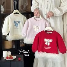 女童加厚卫衣2025冬装新款女宝宝加绒甜美卫衣中小童女孩子上衣潮