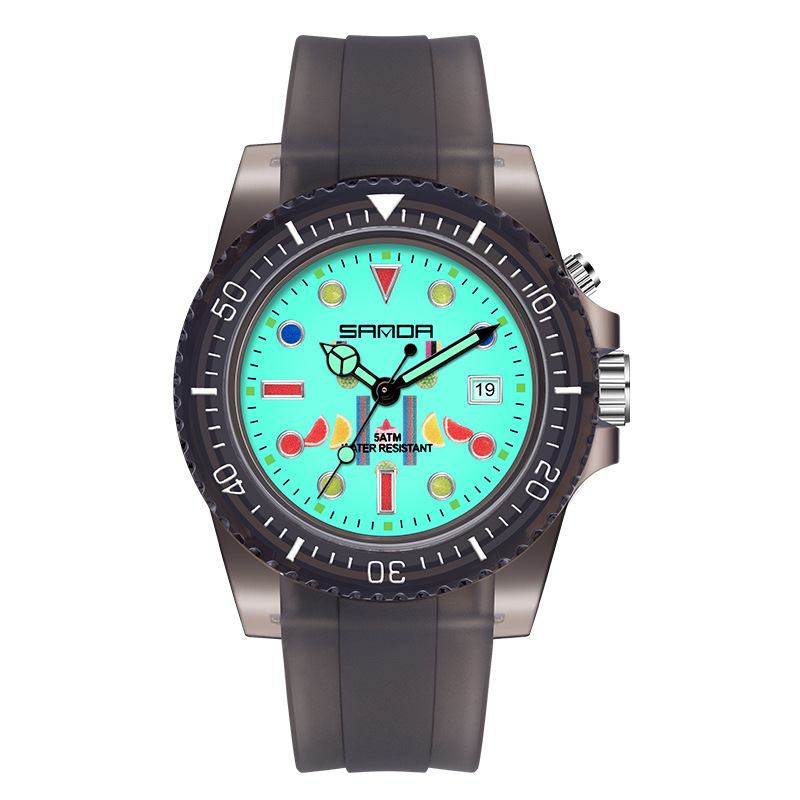 Sanda 6078 calendario cuarzo luminoso reloj de estudiante para hombres y mujeres luz de fondo Correa transparente personalizada reloj para hombres y mujeres