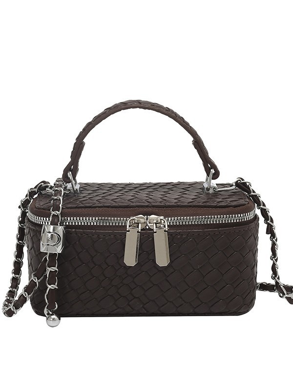 2026 nueva textura transfronteriza tejida bolsas de maquillaje bolsas pequeñas bolsas cuadradas pequeñas bolsas de viento de un hombro bolsas de mano de cadena