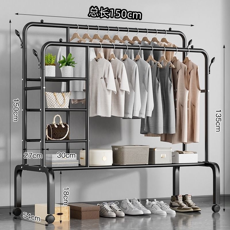 Percha de secado de ropa de piso dormitorio doméstico colgar ropa plegable de una sola varilla simple dormitorio interior móvil percha de sombrero