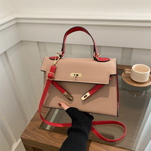 韩版质感时尚2024新款拼色简约大容量单肩斜挎手提女士凯莉包包潮