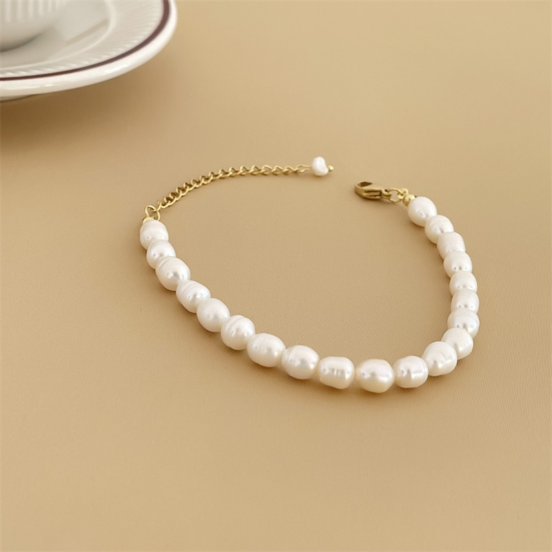 Glam Geometric Titanium Steel Plating Pearl Necklace