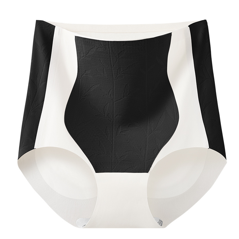 Hielo de seda jacquard abdomen cintura alta glúteos calzoncillos sin costuras calzoncillos anti-pellizco glúteos antibacterianos entrepierna pantalones de vientre calzoncillos de mujer