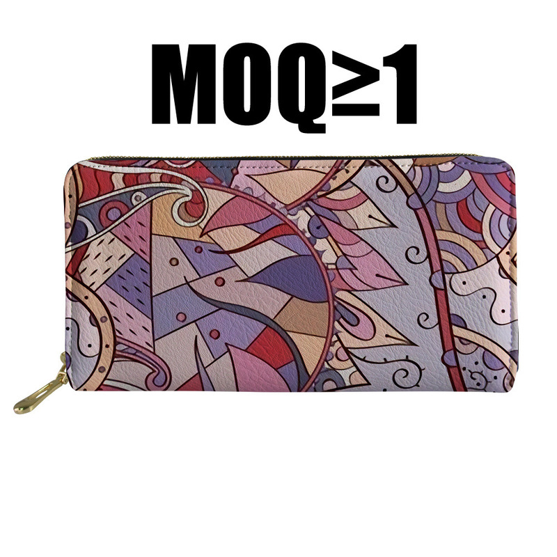 Factory direct long wallet women's hand bag women's fashion large capacity zipper wallet support to print