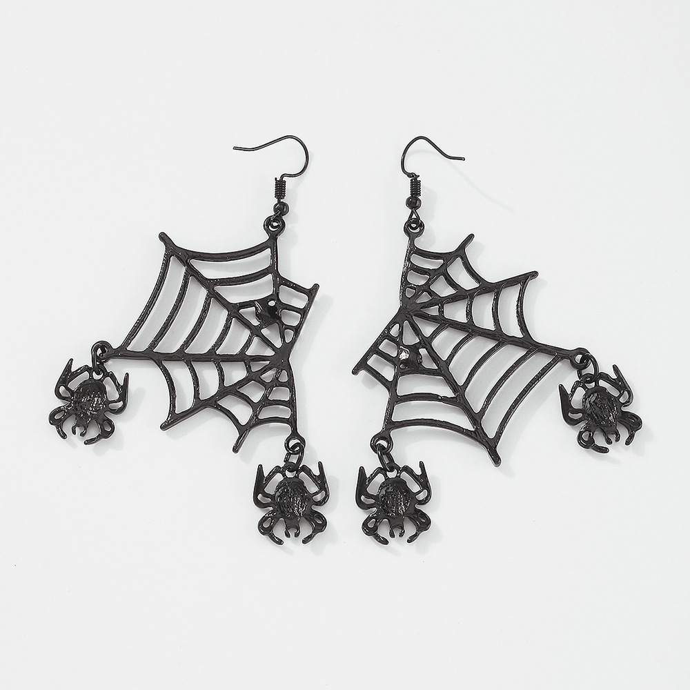 Exaggerated Earrings Necklace Set Halloween Spider Web Diamond Earring Necklace display picture 8