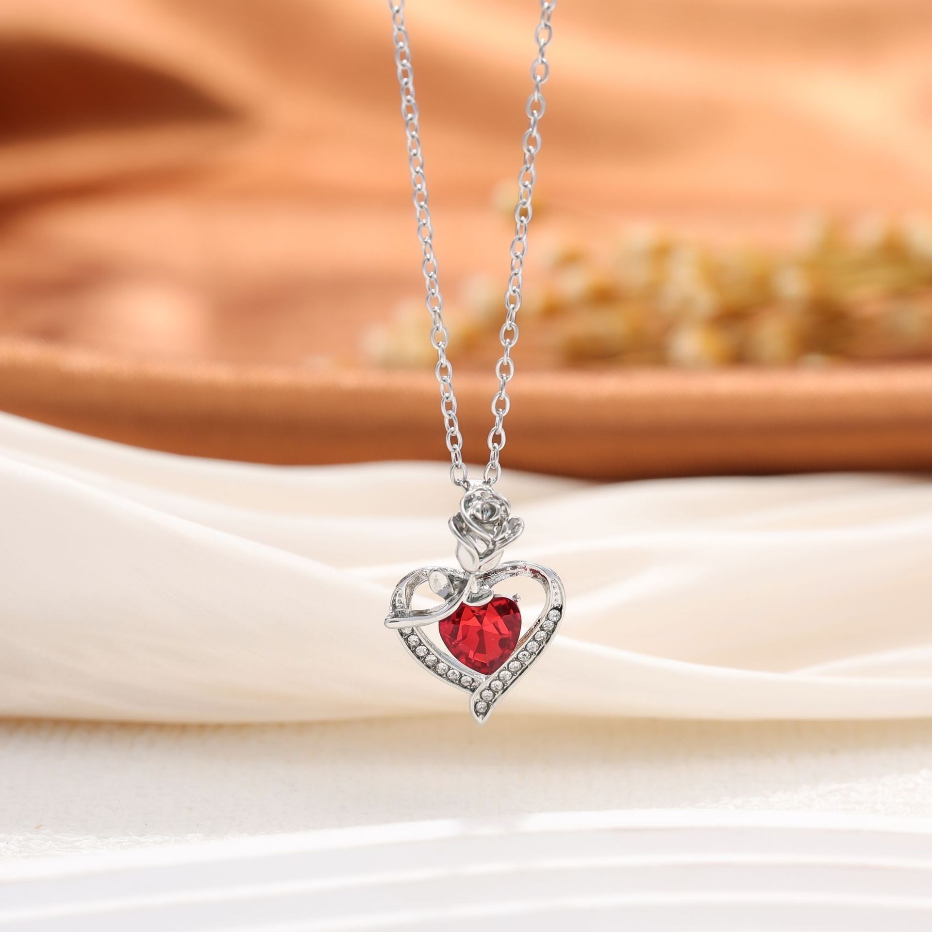 Deseo transfronterizo de moda europea y americana rosa mujer amor colgante de diamantes joyas de regalo del día de la madre image 12
