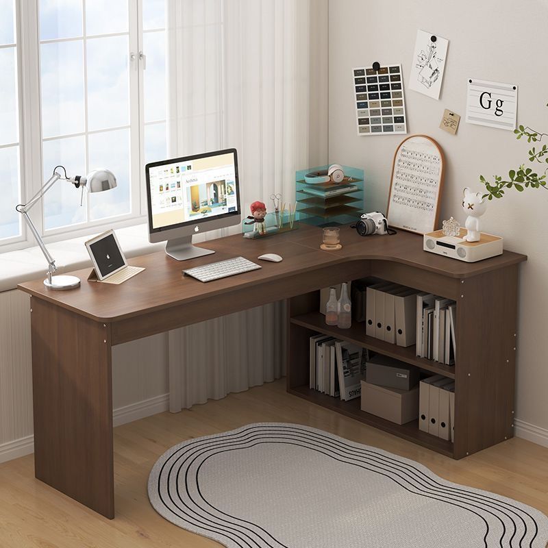 Desk Bookshelf Integrated Table Bookcase Combination Corner Solid Wood Corner Student Study Table Writing Table L-Shaped Computer Table