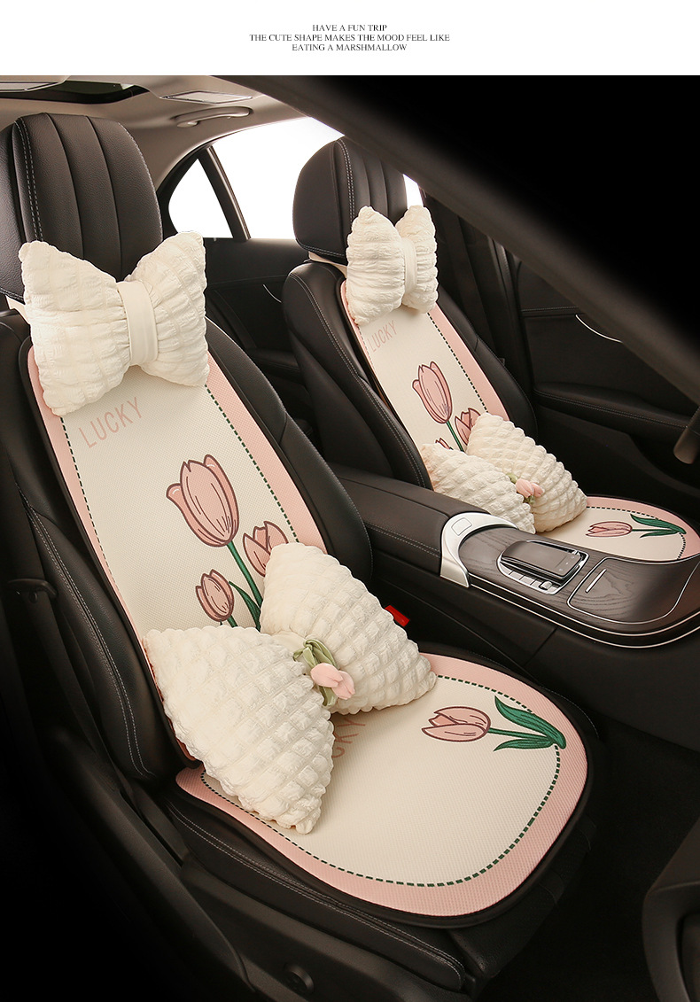 26 Car Seat Cushions, Universal for All Seasons, Breathable Seat Cushions, Mesh Anti-Slip, Cute Cartoon Seat Cushions, Summer Single Seat