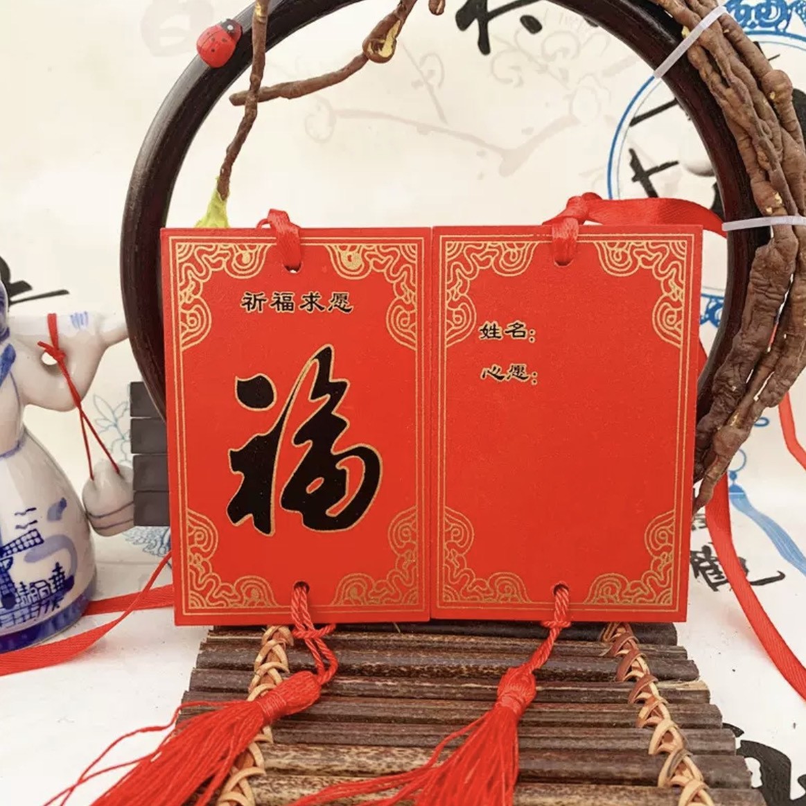 厂家许愿牌结缘祈福牌木牌祈愿木牌寺庙景区旅游工艺品刻字