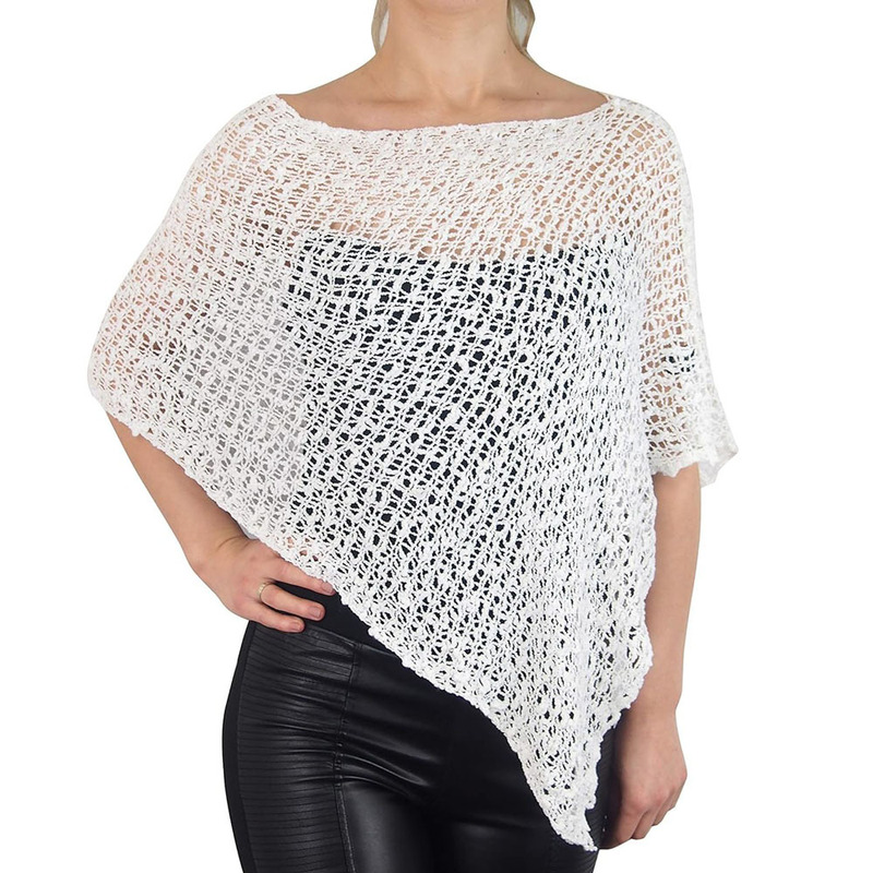 2025 New Cross-Border Dropshipping Knitted Blouse Women's See-Through Irregular Loose Pullover Shawl European and American Cut Out