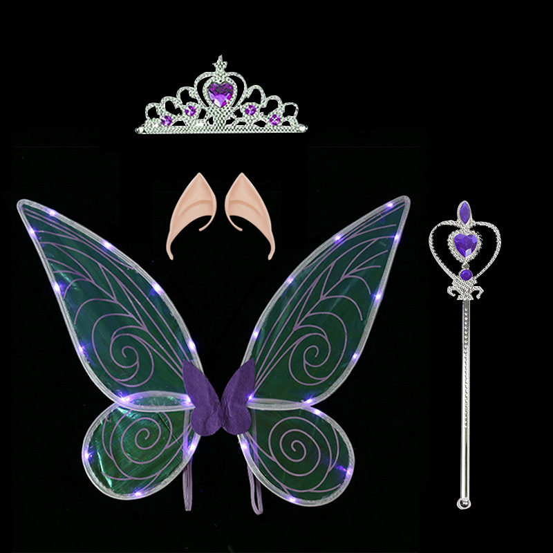 Navidad Nuevo estilo de emisión de luz ELF alas fiesta de vacaciones con flash mariposa Halloween accesorios de rendimiento para niños