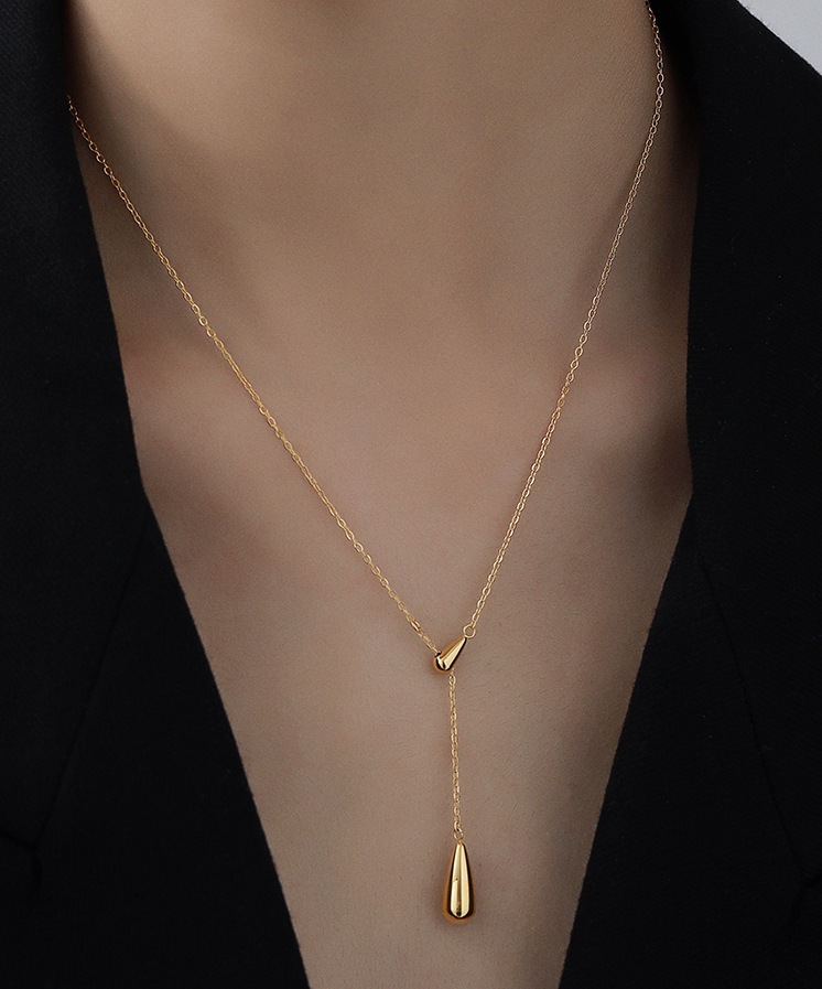 6g Weight Pendant Necklace Classification 1 Piece Quantity Daily Occasion Titanium Steel Material Water Droplets Pattern Women'S Gender Plating Design Fashion Style Fashion Water Droplets Titanium Steel Plating Pendant Necklace 1 Piece 4