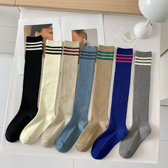 小腿襪女街頭風ins潮顯瘦百搭jk長筒襪秋季外穿三條槓學院風襪子