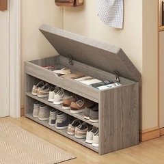 靴交換スツール、玄関靴ラック、座れる玄関靴キャビネット、スツール一体型、新しい収納無垢材ストリップ、卸売