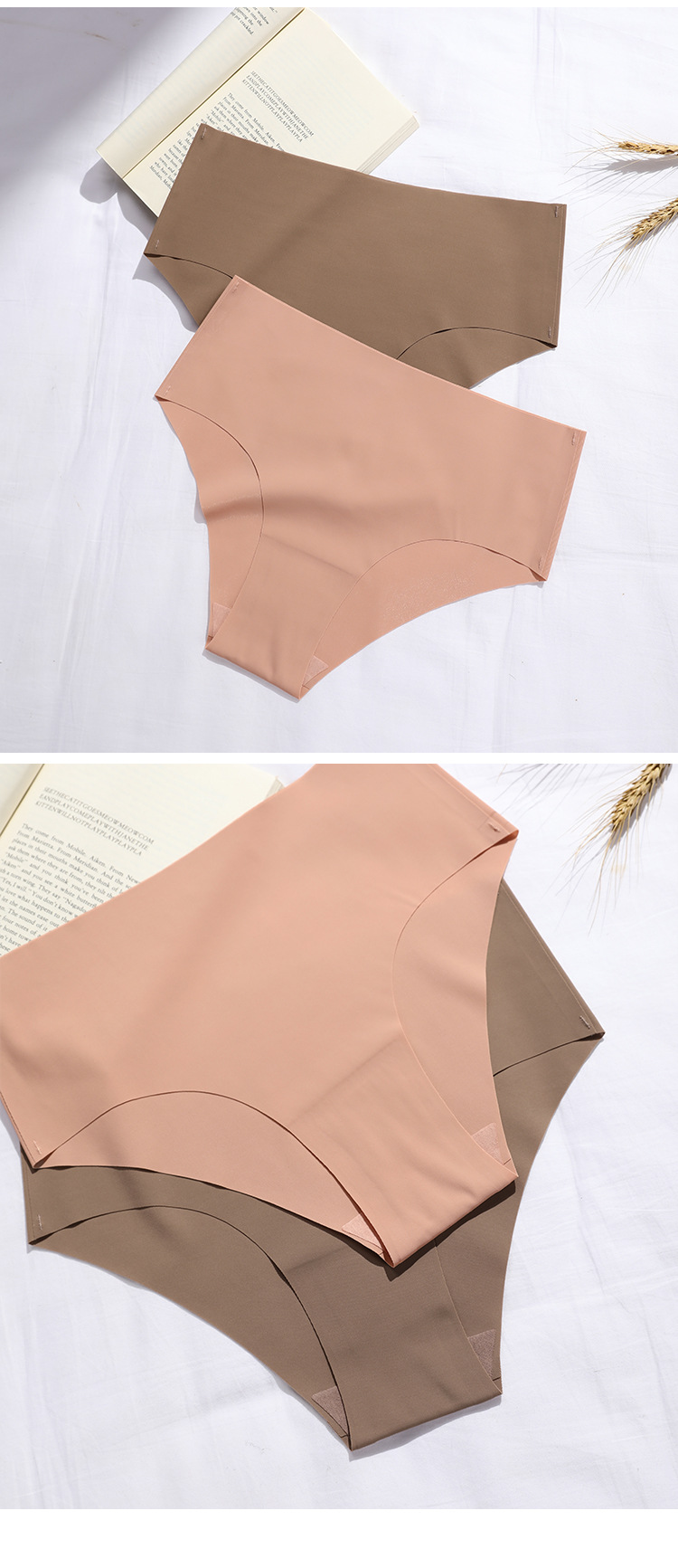 Solid Color Seamless Breathable Quick Dry Mid Waist Briefs Panties display picture 1