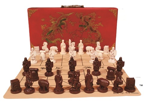 Cross-border hot selling antique Chinese chess PU leather chessboard Xi'an terracotta warriors and horses chess pieces character style parent-child gifts
