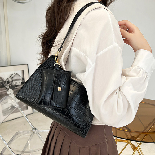  Fashion Women's Bag Stone Pattern Underarm Bag Shoulder Bag Casual Small Bag Simple Ladies Mobile Phone Bag Wholesale