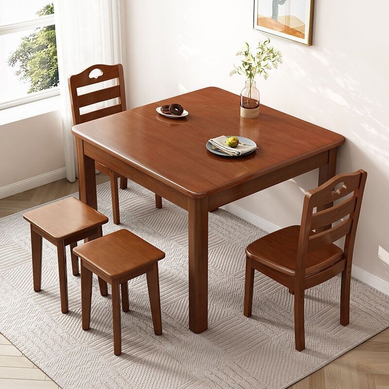 All-solid wood dining table for small apartments, Chinese-style small square table, leisure tea table for rental housing, square table All-solid wood dining table for small apartments, Chinese-style small square table, leisure tea table for rental housing, square table