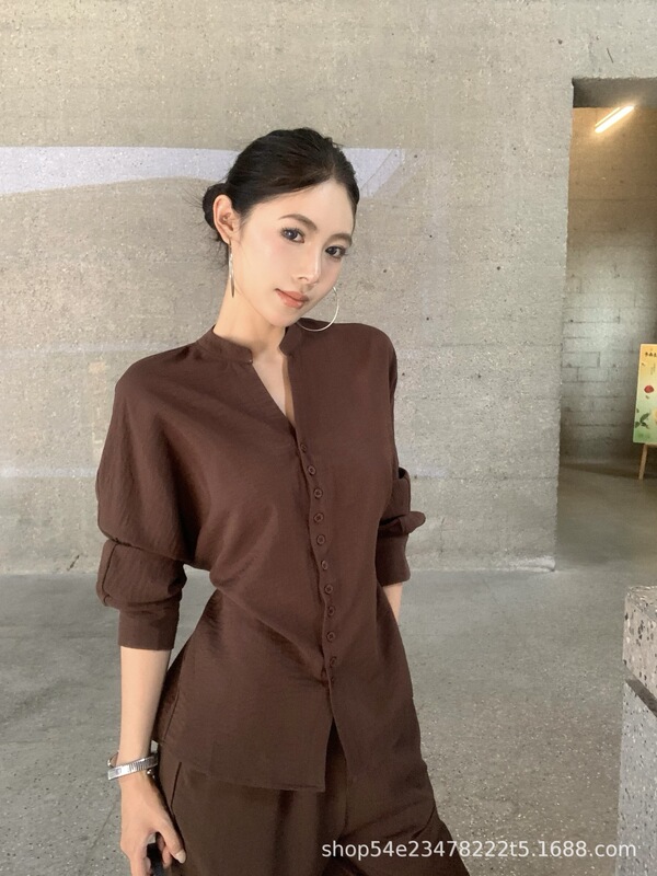 极简老钱风时尚套装时尚时髦衬衫长袖显瘦高腰系带休闲裤气质优雅|undefined