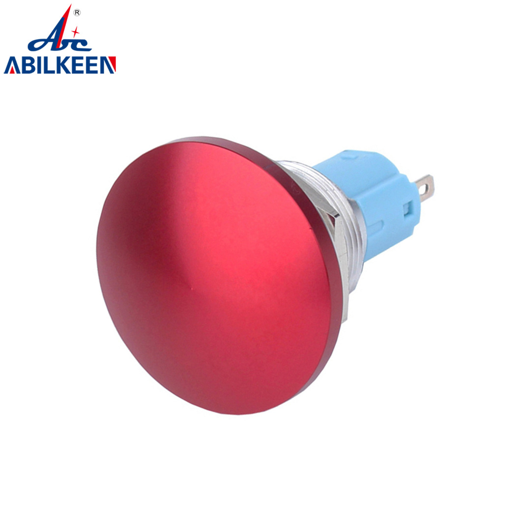 优惠促销16mm蘑菇头自复位金属按钮 12-24V无灯防水式按钮开关