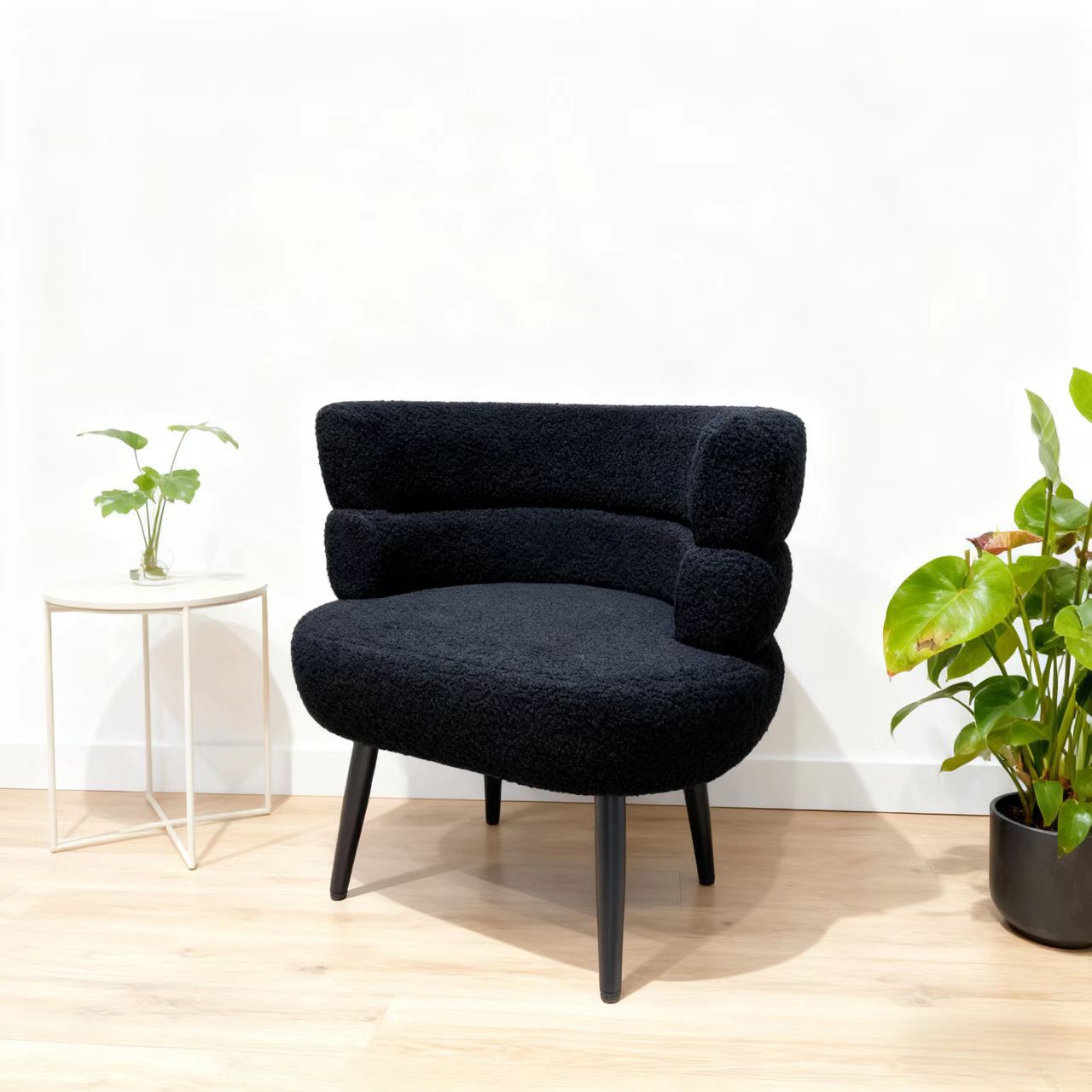 Silla Individual de Lana de Cordero de Metal con Reposabrazos para Dormitorio y Sala de Estar image 10