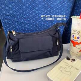 休闲藏青包小小大容量纯色单肩腋下通勤收纳包C3