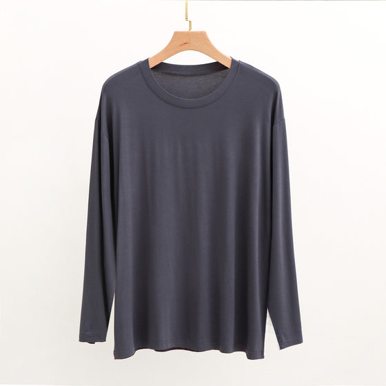 Modal 621 Men's Round Neck Spring and Autumn Thin Long Sleeve T-Shirt Top Autumn Base Shirt Pajamas Home Clothes