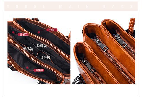 European and American retro women's bag trend, new cross-border hand-held shoulder crossbody bag made of oil wax leather for export, one piece, global consignment undefined