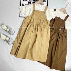 女童夏裝套裝背帶裙2024新款洋氣兒童連衣裙夏季短袖裙子時髦女孩