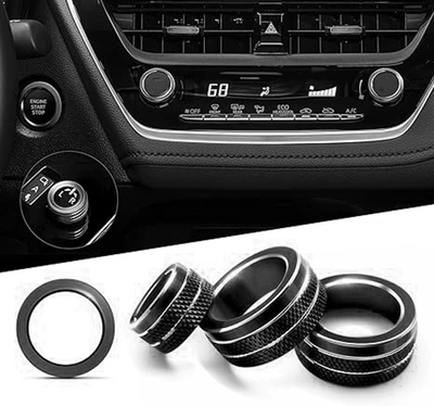 Central Control Knob Decorative Ring — Other Automotive Interior Supplies - air-conditioning-2-rear-view-1-start-circle-1-black-4-piece-set