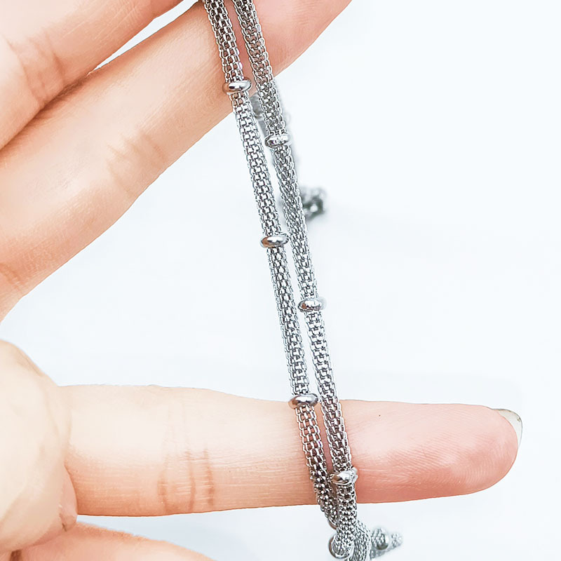 Maille ronde en acier inoxydable avec collier de perles en or de mode Hip Hop pour étudiants masculins et féminins_voghion.com