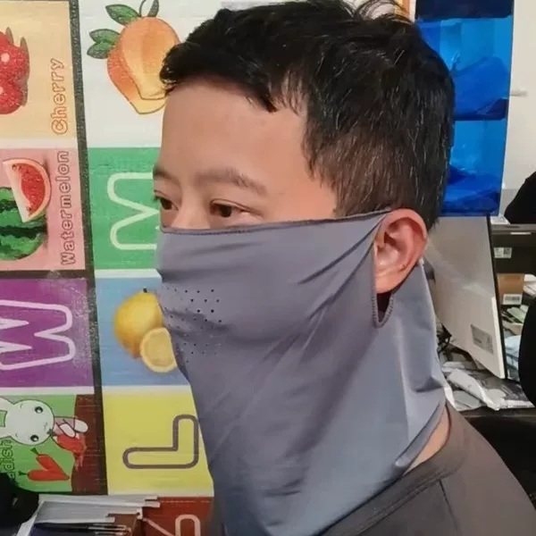 Summer Ice Silk Sun Protection Mask for Men and Women, Electric Motorcycle Face Covering, Breathable Ear-Hanging Veil, Cycling Neck Protector, Neck Scarf