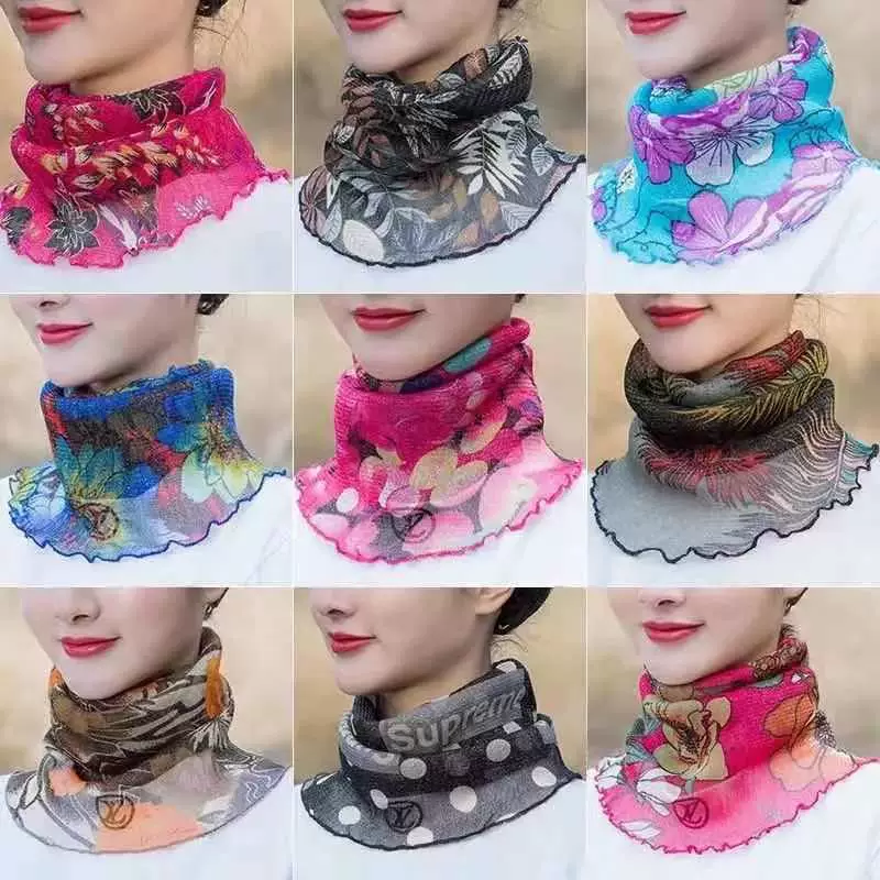 Золотой шелковый шарф на шею для женщин весной и летом, универсальный шарф для защиты от солнца, многофункциональный защитный шарф для шеи, вуаль, универсальный пуловер, небольшой шелковый шарф