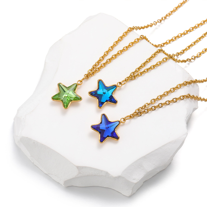 DIY Jewelry Accessories Classification 1 Piece 13mm 304 Stainless Steel Glass Pentagram Pendant